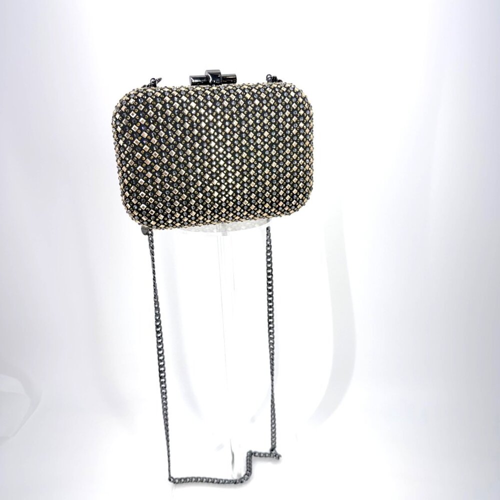 Olga Berg Ellen Hot Fix Clutch Metallic Beaded Crossbody Purse